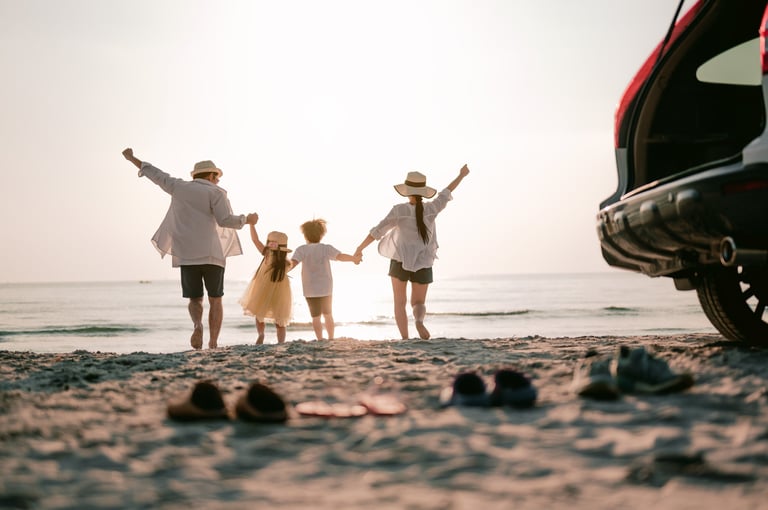 Family on beach vacation