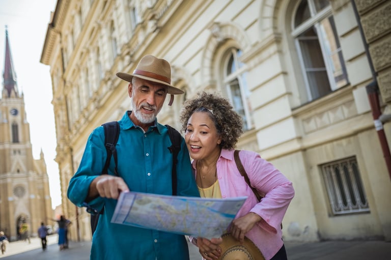 Elderly couple exploring